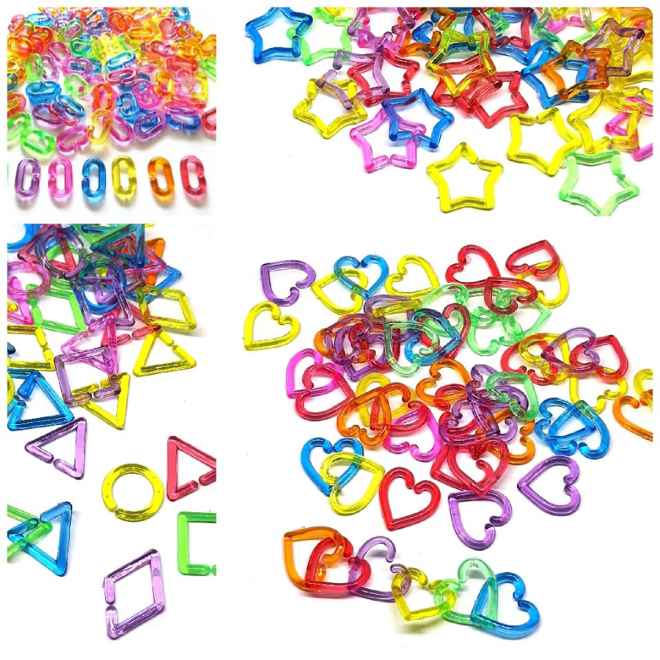 100 pcs transparent Children DIY plastic charms beads chain link for