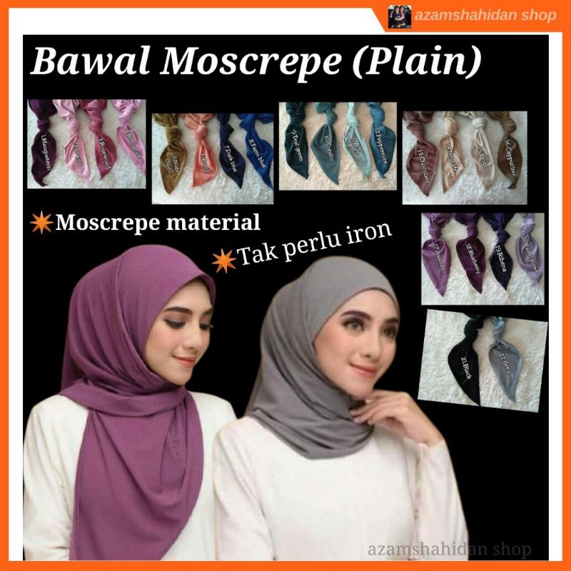 [Ready Stock] 🔥TUDUNG HOT🔥Tudung Bawal Moscrepe Plain Shawl Tudung ...