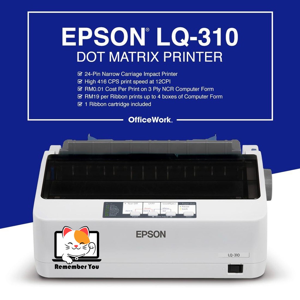 Epson Lq 310 Dot Matrix Printer A4 24 Pin Usb Dot Matrix Printer Lq310 Shopee Malaysia 8280