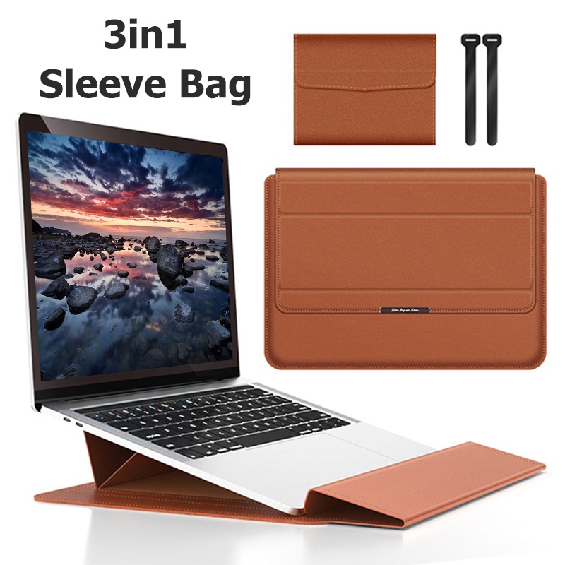 Luxury Leather Laptop Notebook Stand Sleeves Bag Pouch Soft 11 13 14 15 ...