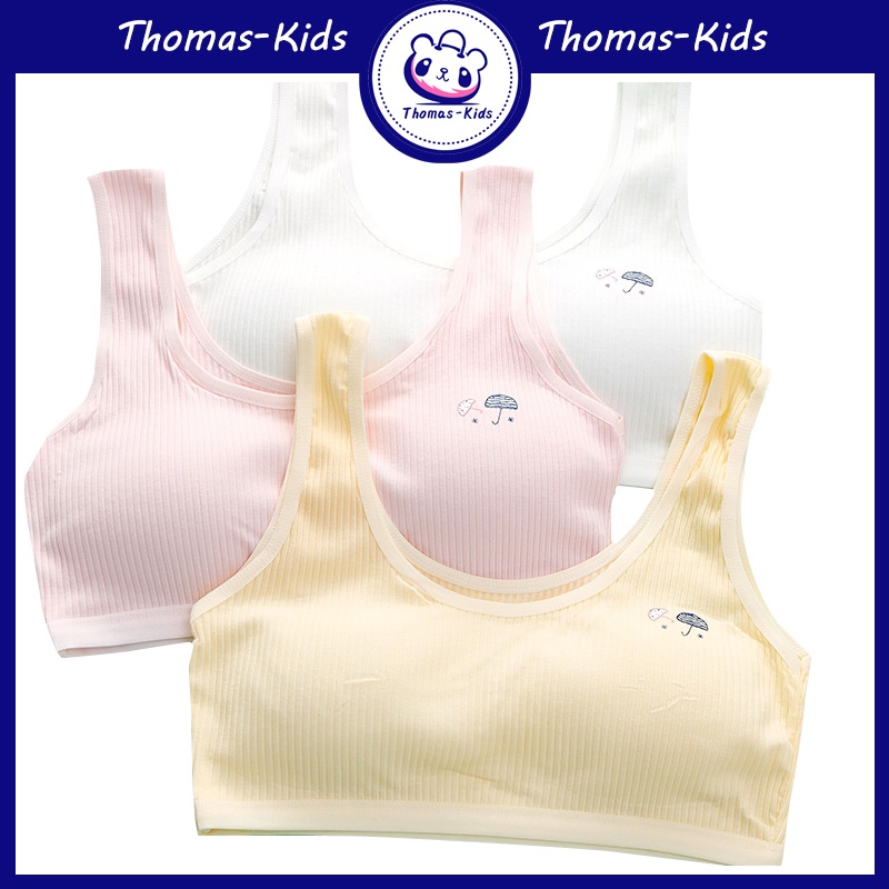 THOMAS KIDS] 8-16 Yrs Girls Bra Soft and Comfortable Cotton Fabric With  Chest Pad Elastic Shoulder Straps Teen Underwear Wholesale