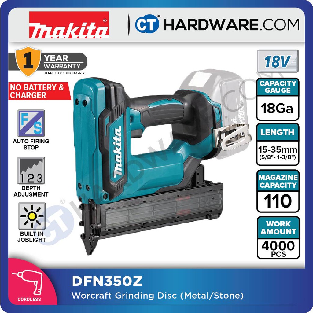 MAKITA DFN350Z 18Vmax CORDLESS BRAD NAILER WITHOUT BATTERY AND