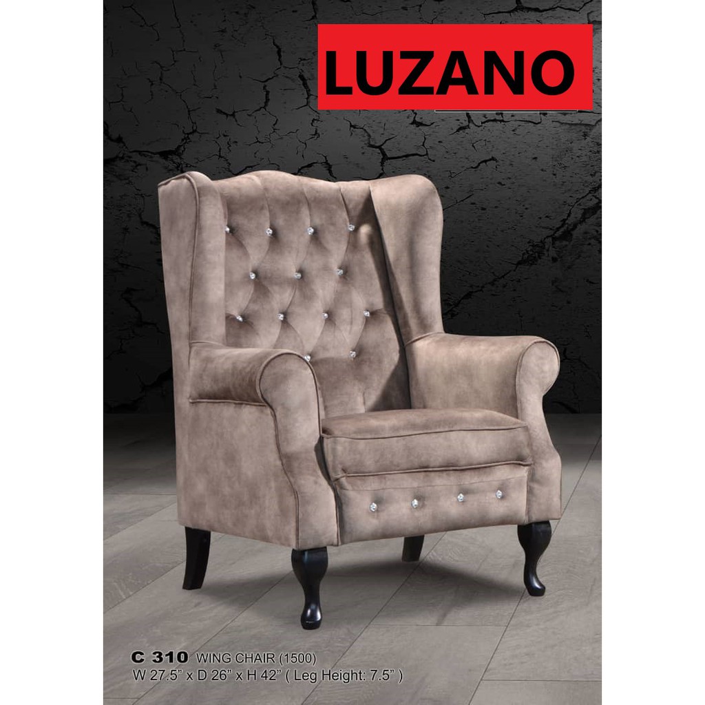 Fabric High Back Wing Sofa Chair Cushions Single Seater Sofa Shopee Malaysia
