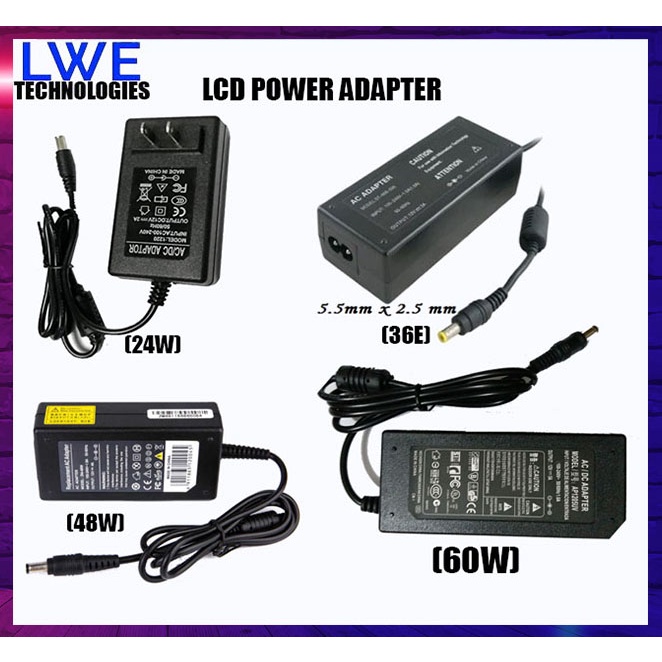 POWER ADAPTER LCD Monitor 12V 2A 3A 4A 5A 5.5*2.5 (24W 36W 48W 60W ...