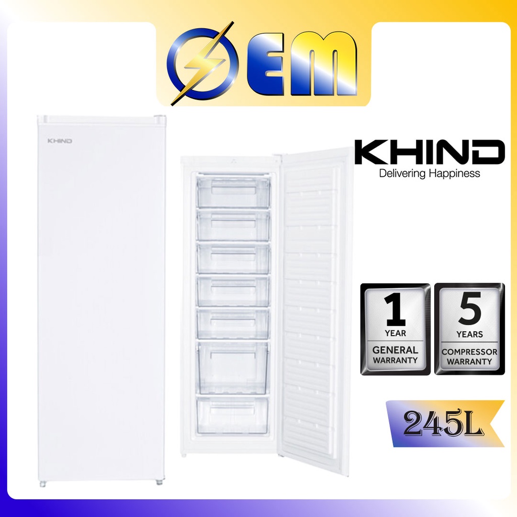 165L/245L KHIND Quick Freezing Upright Freezer Reversible Door