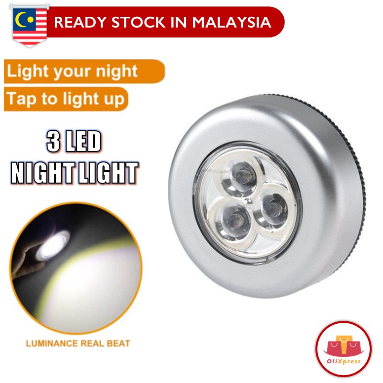 LED Push Touch Lamp LED Light Lampu Kitchen Car Cabinet Closet Night ...