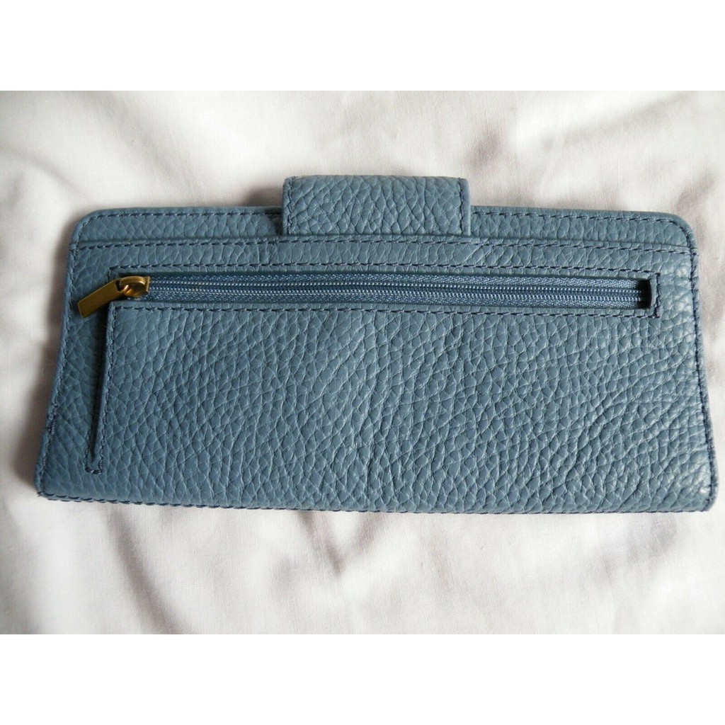 Wallet Beg Duit Clutch Purse Rfid Pouches Leather Faded Indigo Madison Clutch Purse by fossil