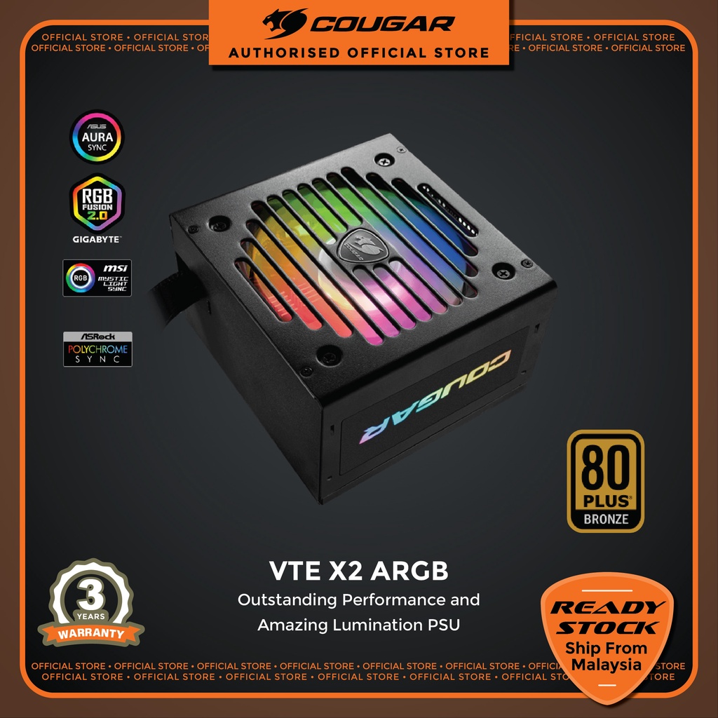 Cougar PSU VTE X2 aRGB 80+ Bronze 650W/750W with aRGB Fan | Shopee Malaysia