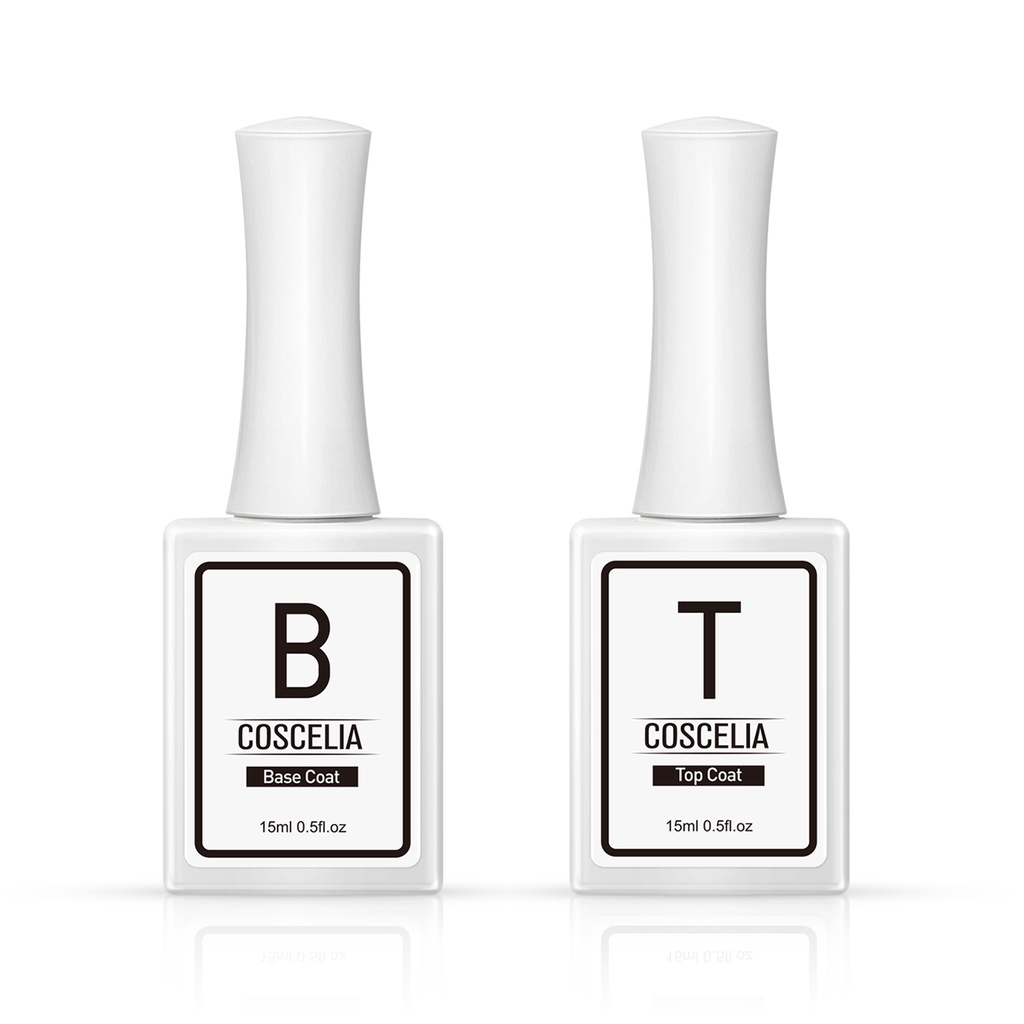 COSCELIA 2Pc 15ml Primer and Top Coat For Nail Gel Polish Soak Off UV Gel Long Lasting Top/base