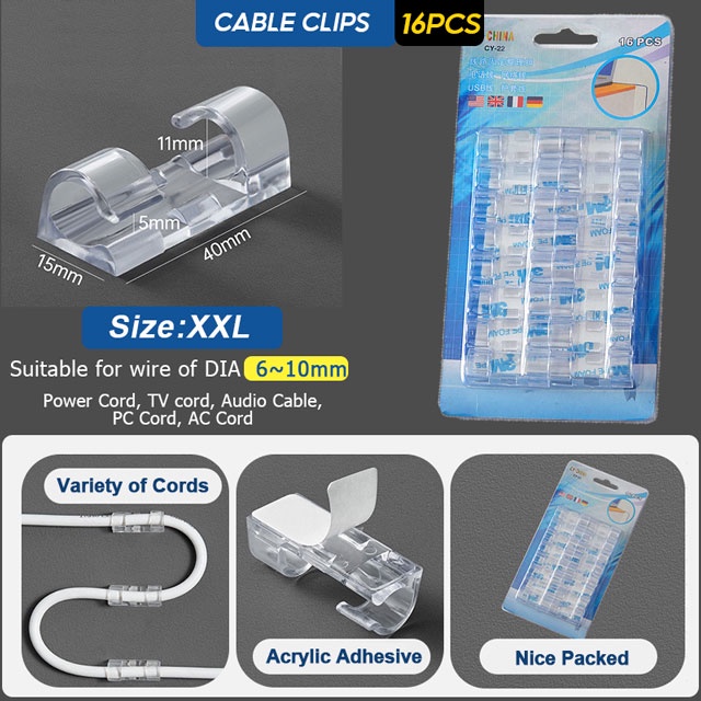 【Ready Stock】20 Pcs Wire Clip Transparent Wire Holder Clip,Cable Holder