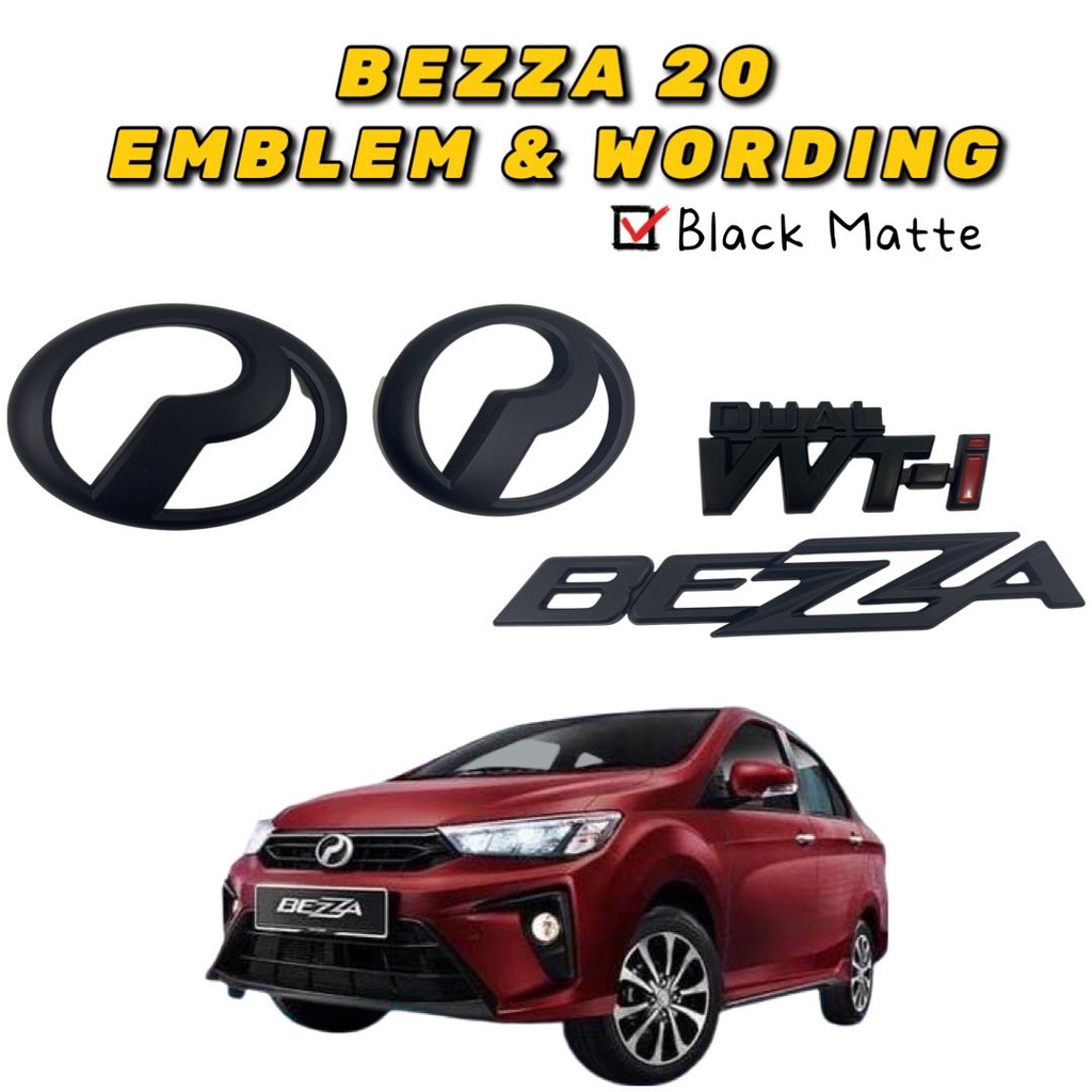 PERODUA BEZZA (2020 - 2022) EMBLEM FRONT & REAR & WORDING BLACK CARBON ...