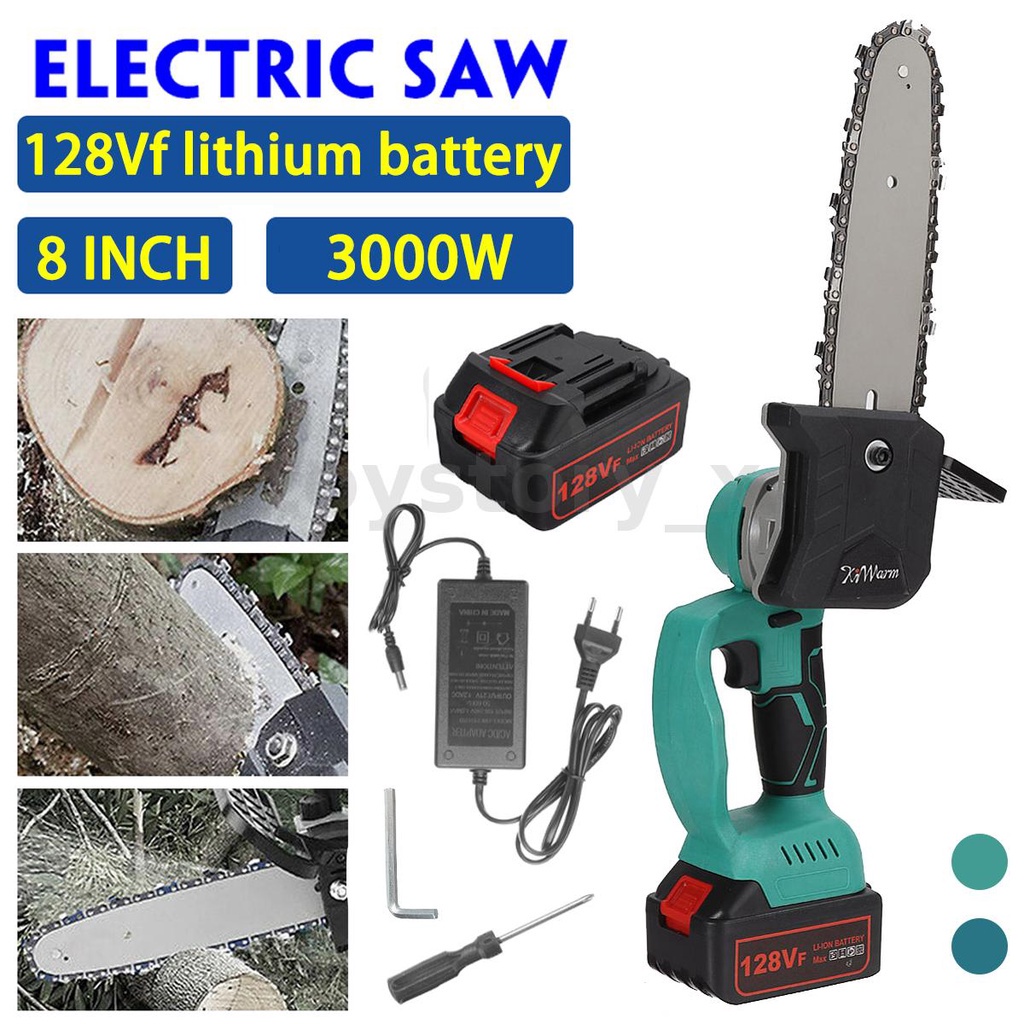 128V 3000W Mini Chainsaw 8 Inch Cordless Electric Portable Saw Pruning ...