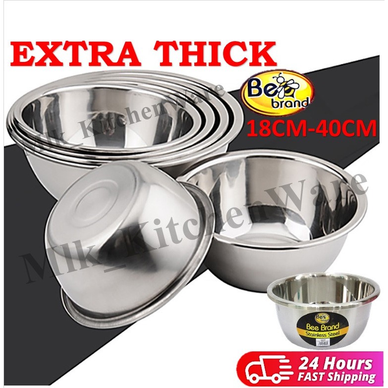 MLK Extra Tebal Mixing Bowl Stainless Steel Basin Mangkuk Campur Perasa ...