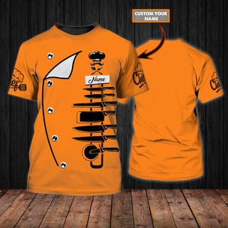 Custom Name 3D orange TShirt For Master Chef, Present To Master Chef, Shirt  For