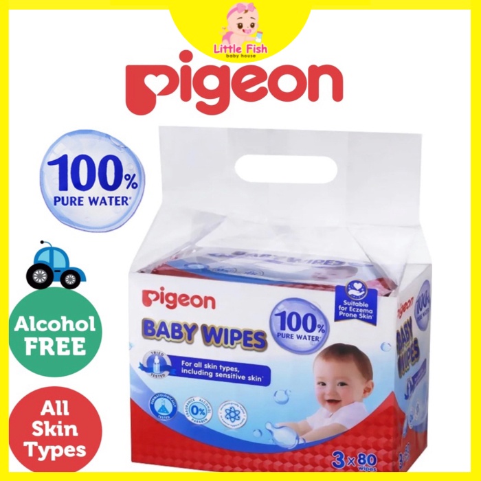 Pigeon 99 Pure Water Baby Wipes Wet Tisu [Expired 1/2024] (80s X 6