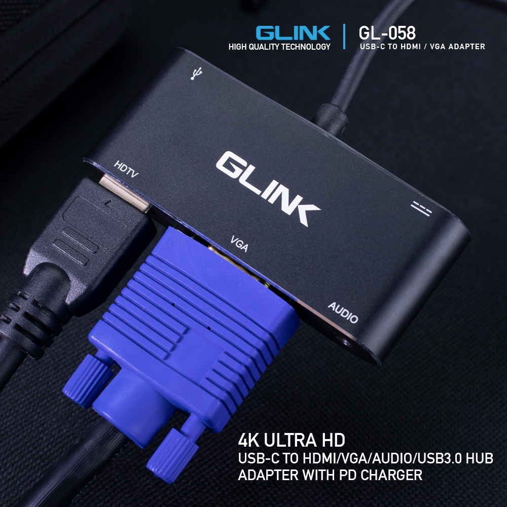 GLINK GL058 TypeC TO HDMI +VGA / Lightnig To HDMI +VGA Adapter