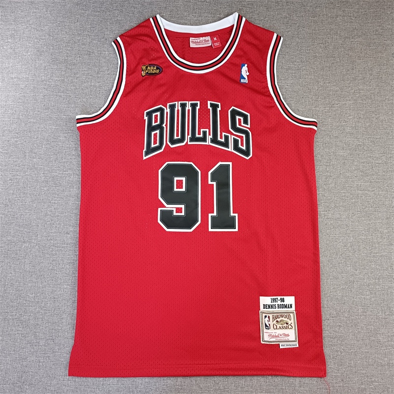 1997-98 new NBA men’s Chicago Bulls # 91 Dennis Rodman finals logo ...