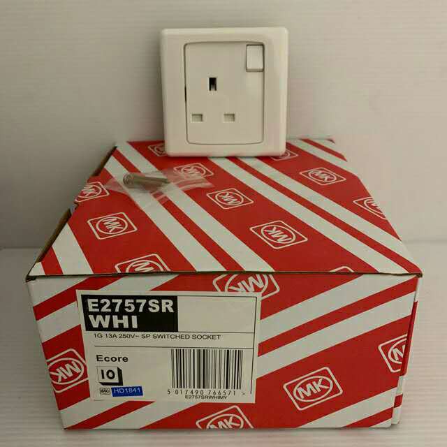 13A 1Gang Switch Socket Outlet E2757SR / White Switch Socket Shopee Malaysia