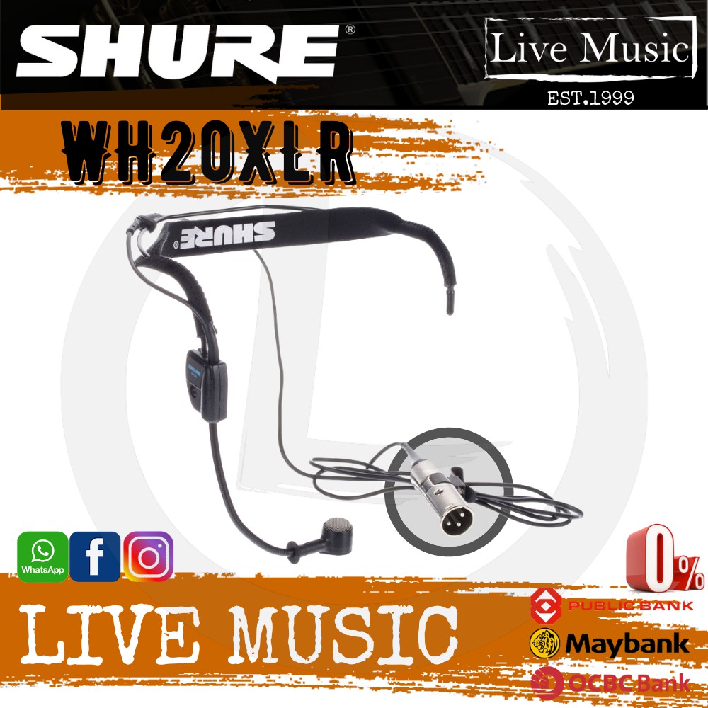 Shure WH20XLR Headset Mic with XLR Connector for Balanced Mic Output