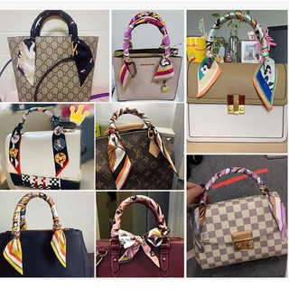 Scarf decor striped strap shoulder bag clearance