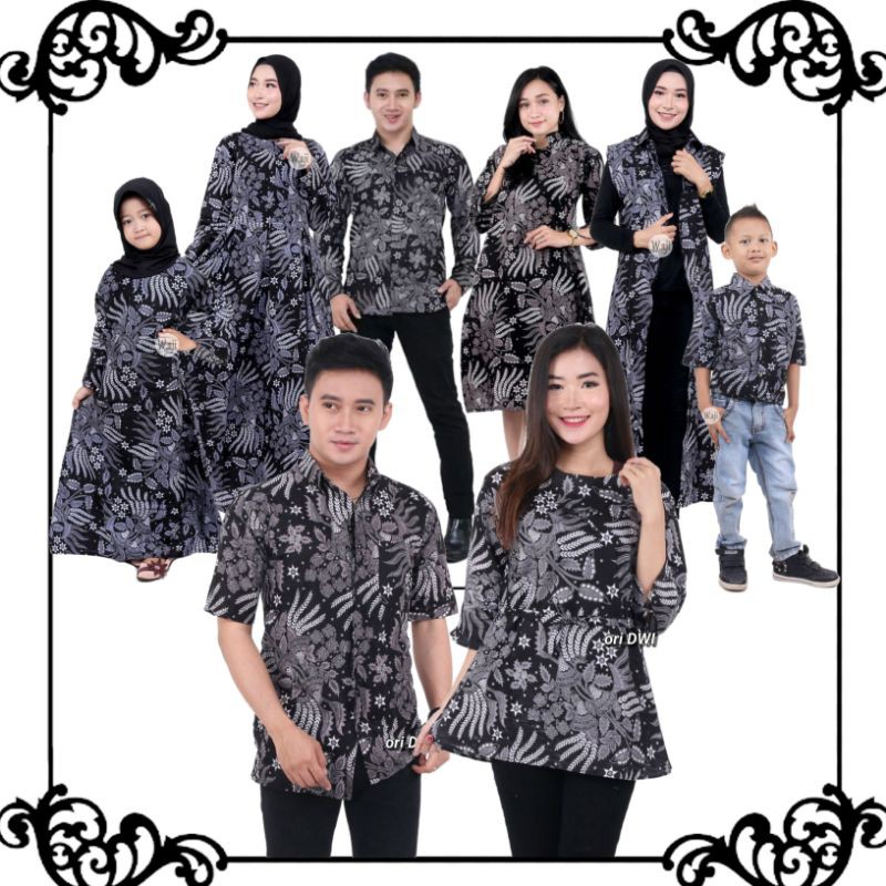 Batik Couple Family sania ruffle ori dnt MANGGAR motif ABU | Shopee ...
