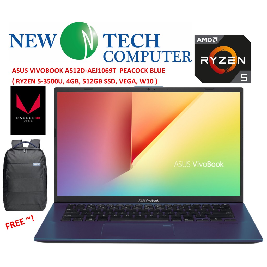 Asus Vivobook A512D-AEJ1069T 15.6" FHD Laptop Peacock Blue ( Ryzen 5 ...