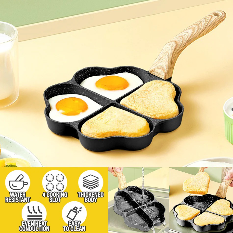 Egg Frying Pan Four Leaf Clover Nonstick Ceramic Egg Pan Mini Egg Poacher Non  Stick Aluminum Skillet 