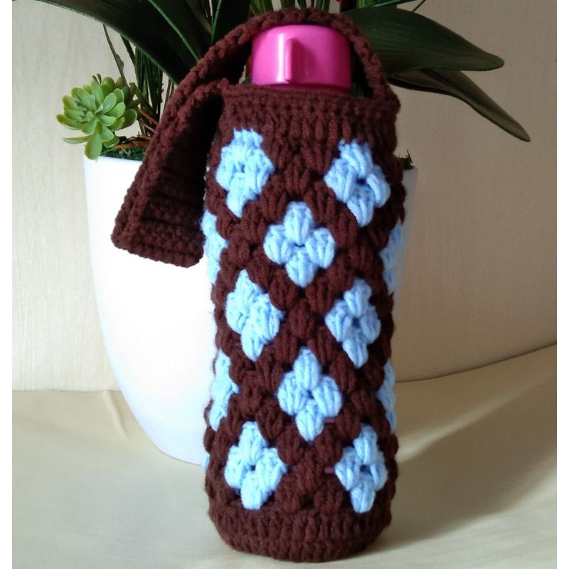 Sarung Tali Botol Air Kait / Bottle Bag Cover Crochet 500ml | Shopee ...