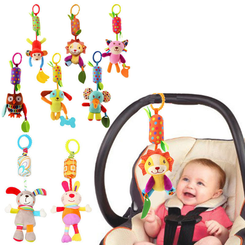 Animal Wind Chimes Baby Bed Pendant Wall Clock with Teether Baby ...