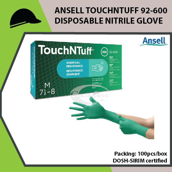 Ansell TouchNTuff 92-600,Nitril- Einmalhandschuhe, Einweghandschuhe für Lebensmittel, Chemikalienschutzhandschuhe mit hohem Schutz, Latexfreie Handschuhe, Grüne Nitrilhandschuhe, 100 Stück, Gr. XS