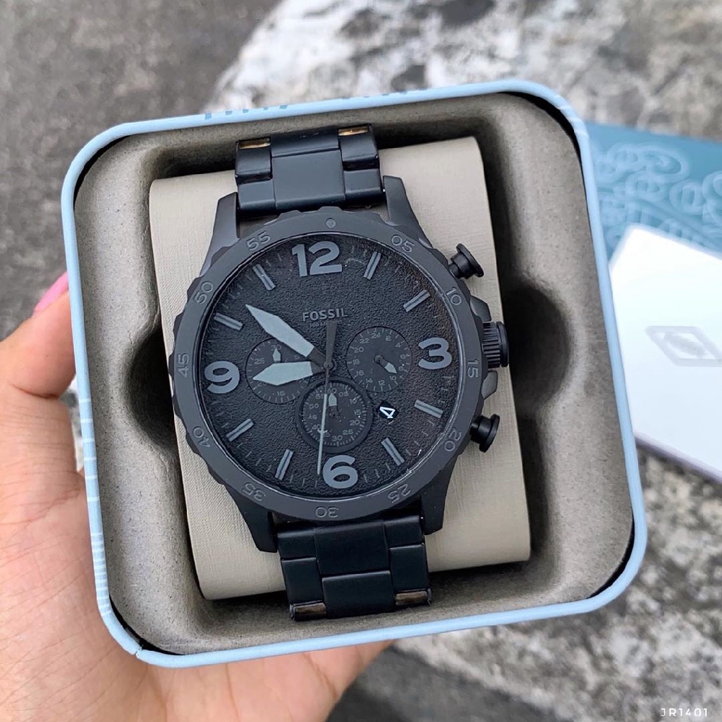 OFFICIAL WARRANTY Fossil JR1401 Nate Chronograph Black Stainless Steel Watch 2 Yrs Warranty Shopee Malaysia