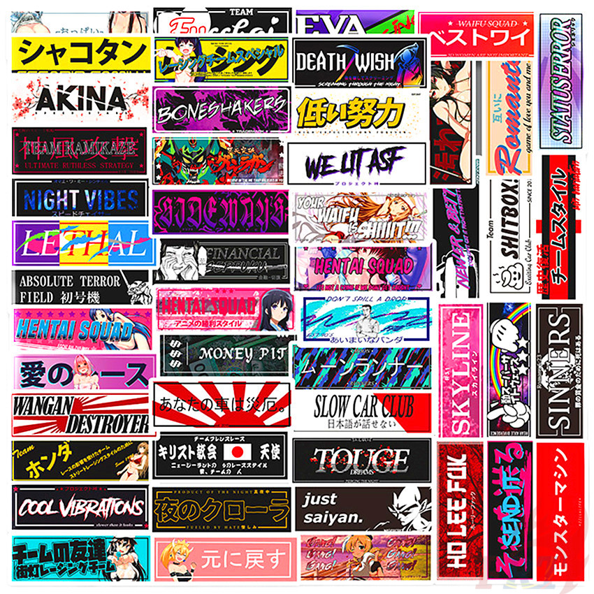 Jdm Harajuku Slang Series 01 Stickers 50pcsset Waterproof Diy Fashion Decals Doodle Stickers 8616