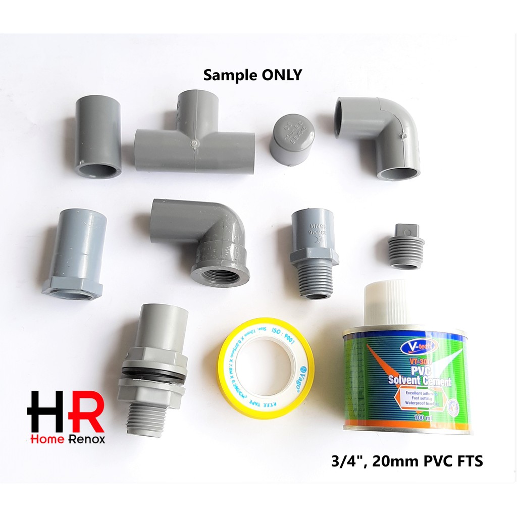 Pvc Fittings Penyambung Paip Plastik 34 20mm Shopee Malaysia