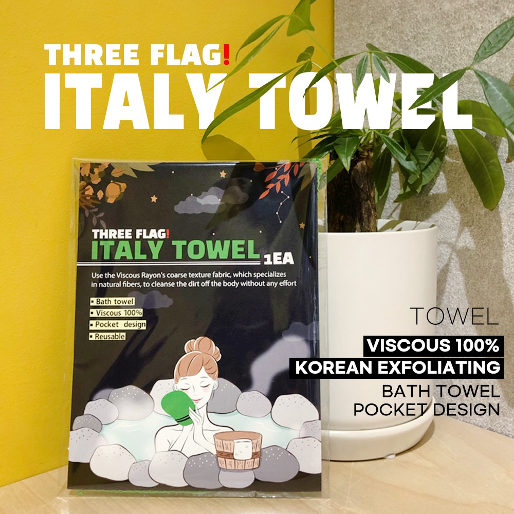 THREEFLAG Korean Exfoliating Italy Towel for Body Scrub 1pcs Shopee