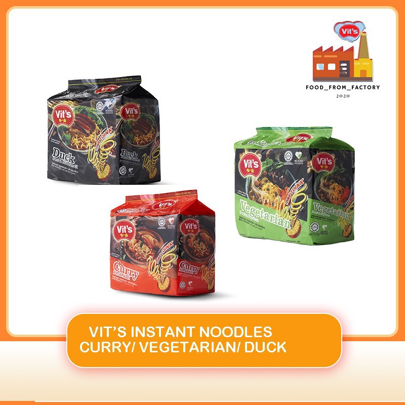 (Ready Stock)Vits Instant Noodles 78g x 5 pkts (Duck, Curry, vegetarian ...