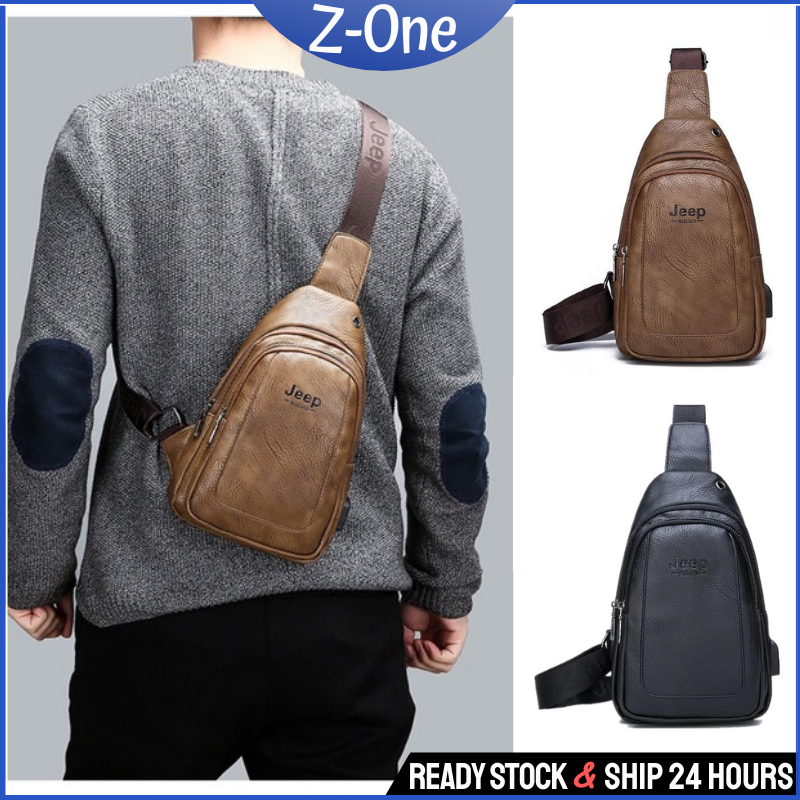 Z One Ready Stock Malaysia Jeep Buluo Men Leather bag Men Shoulder bag Men cross body bag Men bag PSB33 Shopee Malaysia