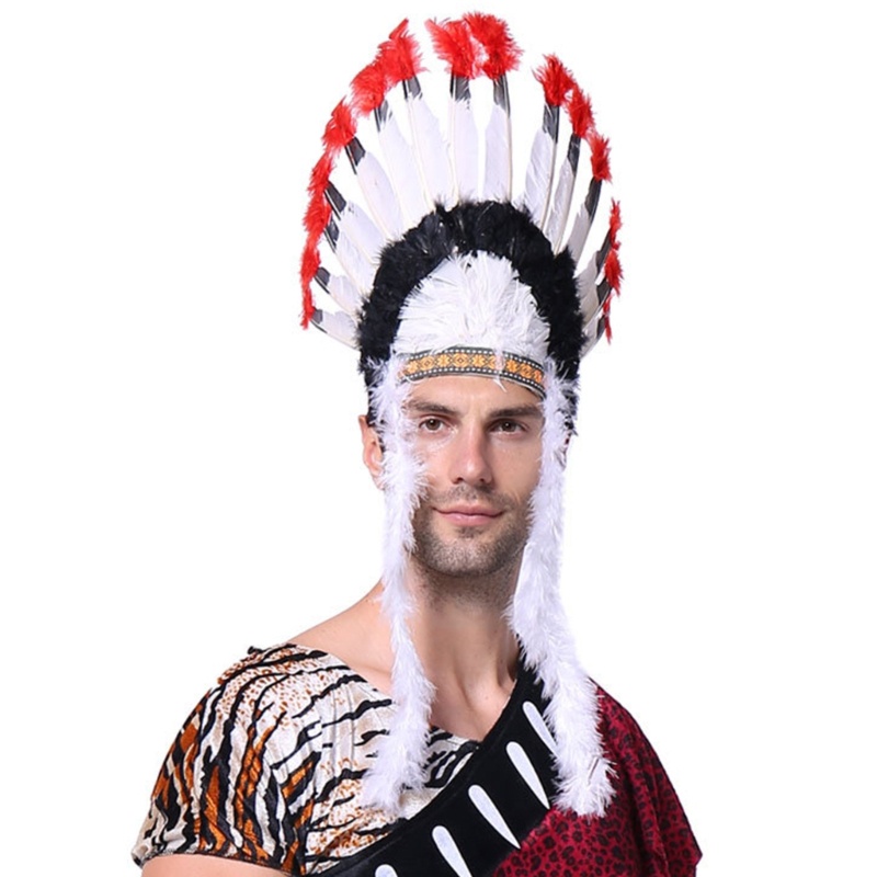 Royal Native American Headdress Indian Costume Feather Headband For