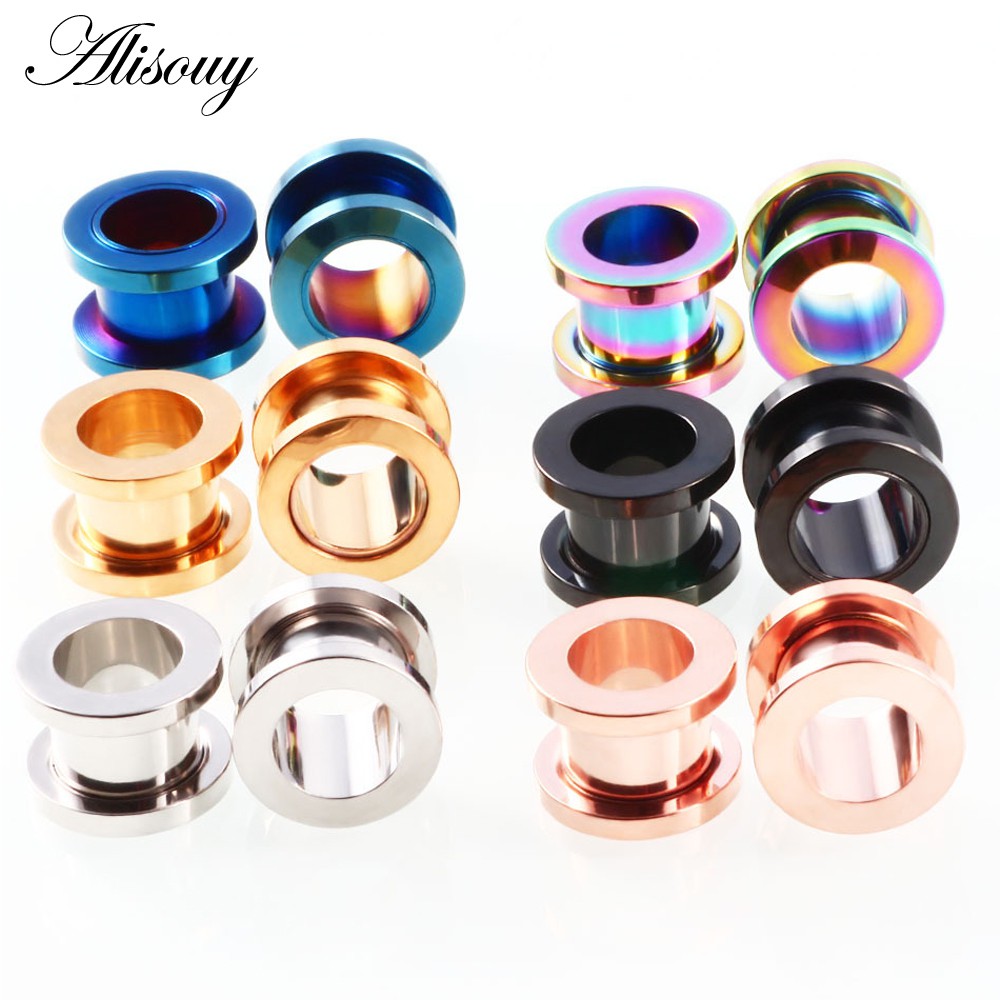 Alisouy 2pc 316l Stainless Steel Ear Plugs And Tunnels Ear Piercings Earlets Screwed Earring