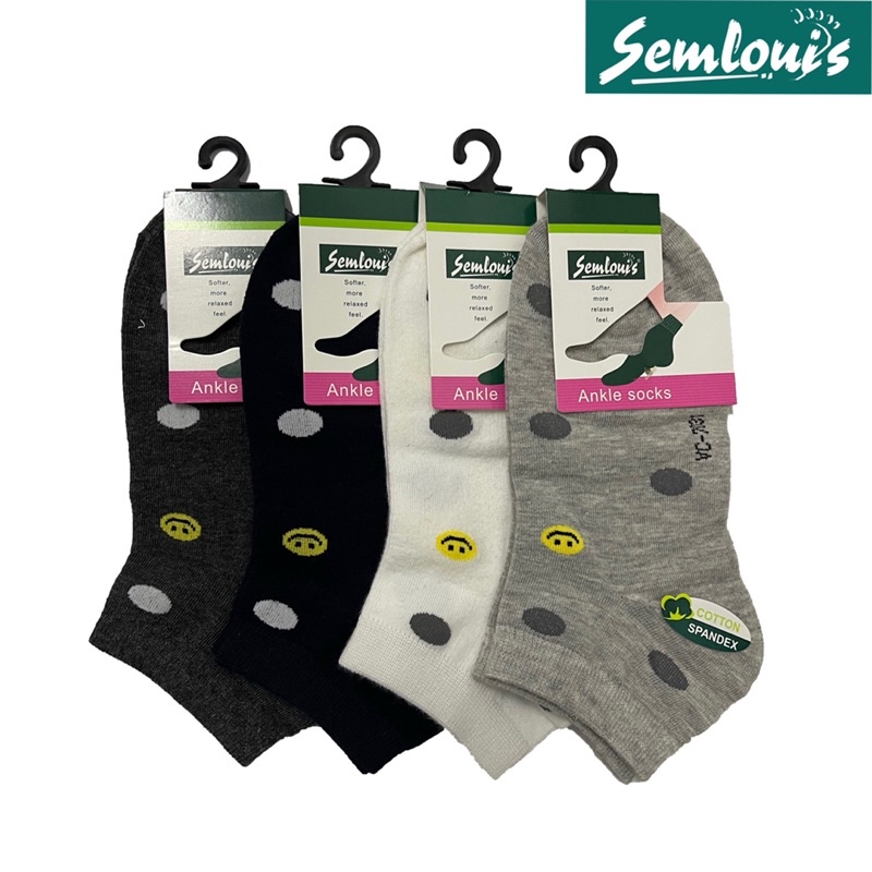 Semlouis Ladies Ankle Socks Grid Pattern Shopee Malaysia