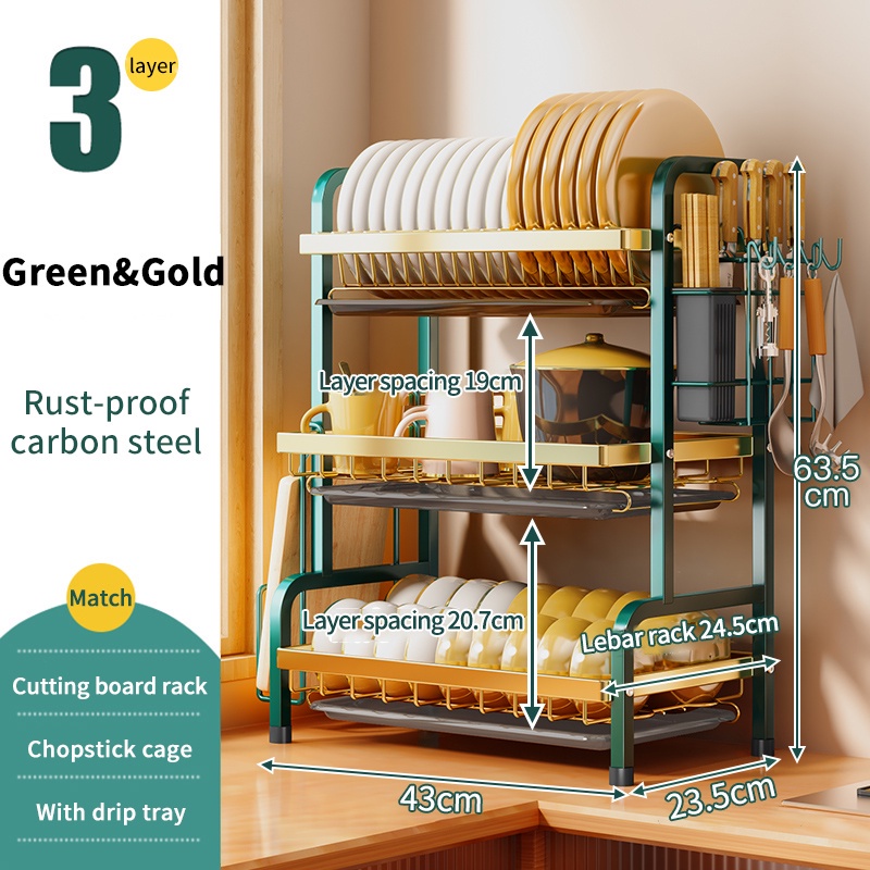 Rak Pinggan Stainless Steel Dish Drainer Racks Plate Rack Storage ...