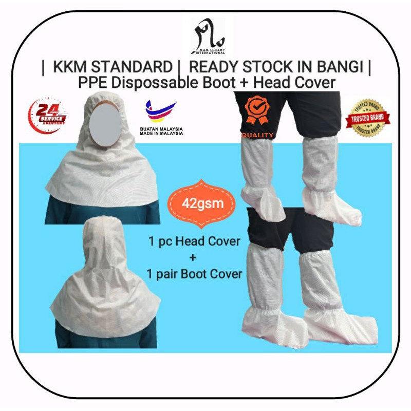🚛[24HR] PPE Suit - 1PC Head Cover & 1 PAIR Boot Cover Isolation Set ...