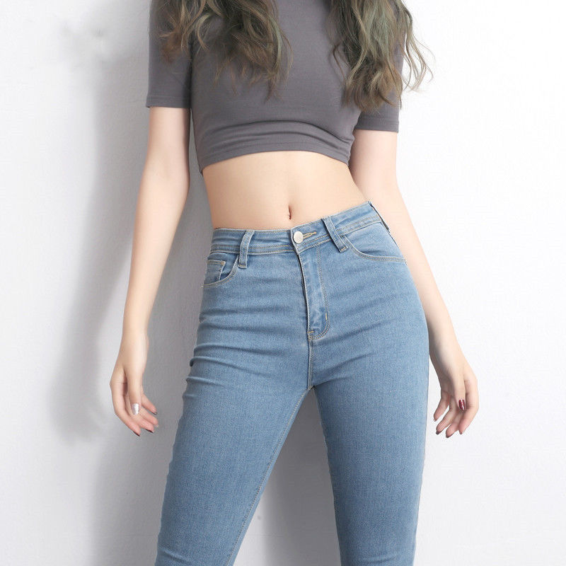 Casual plain slim elastic waist pencil pants deals