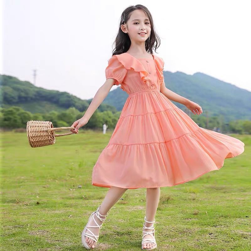 Gaun Budak Perempuan 3 14Y Kids Girl Dress Purple short sleeve Princess Dress korean style fashion Long skirt baju child Shopee Malaysia