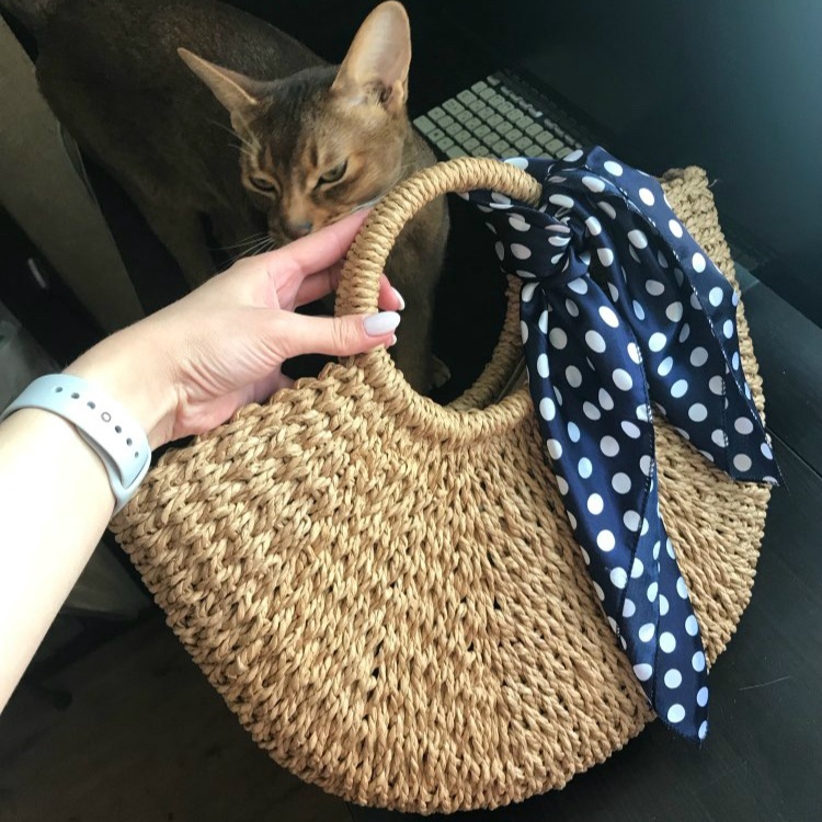 Ladies Summer Handmade Bags Straw Woven Bag Beach Rattan Bags Moon