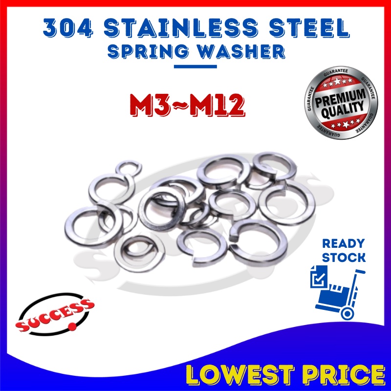 SUCCESS SUS304 M3 ~ M12 Stainless Steel Spring Washer 304 Fastener ...