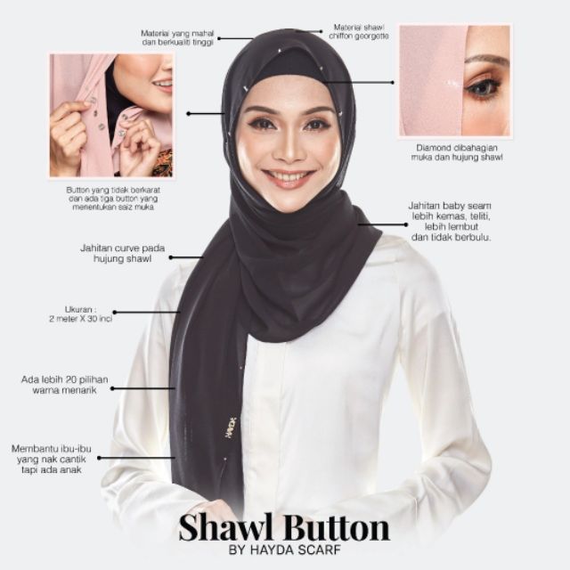 Shawl button hot sale hayda scarf