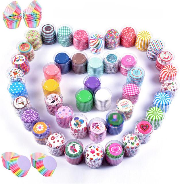 100±pcs Muffin Colorful Cupcake Paper Cups Cake Baking Box Cup Case Cup ...