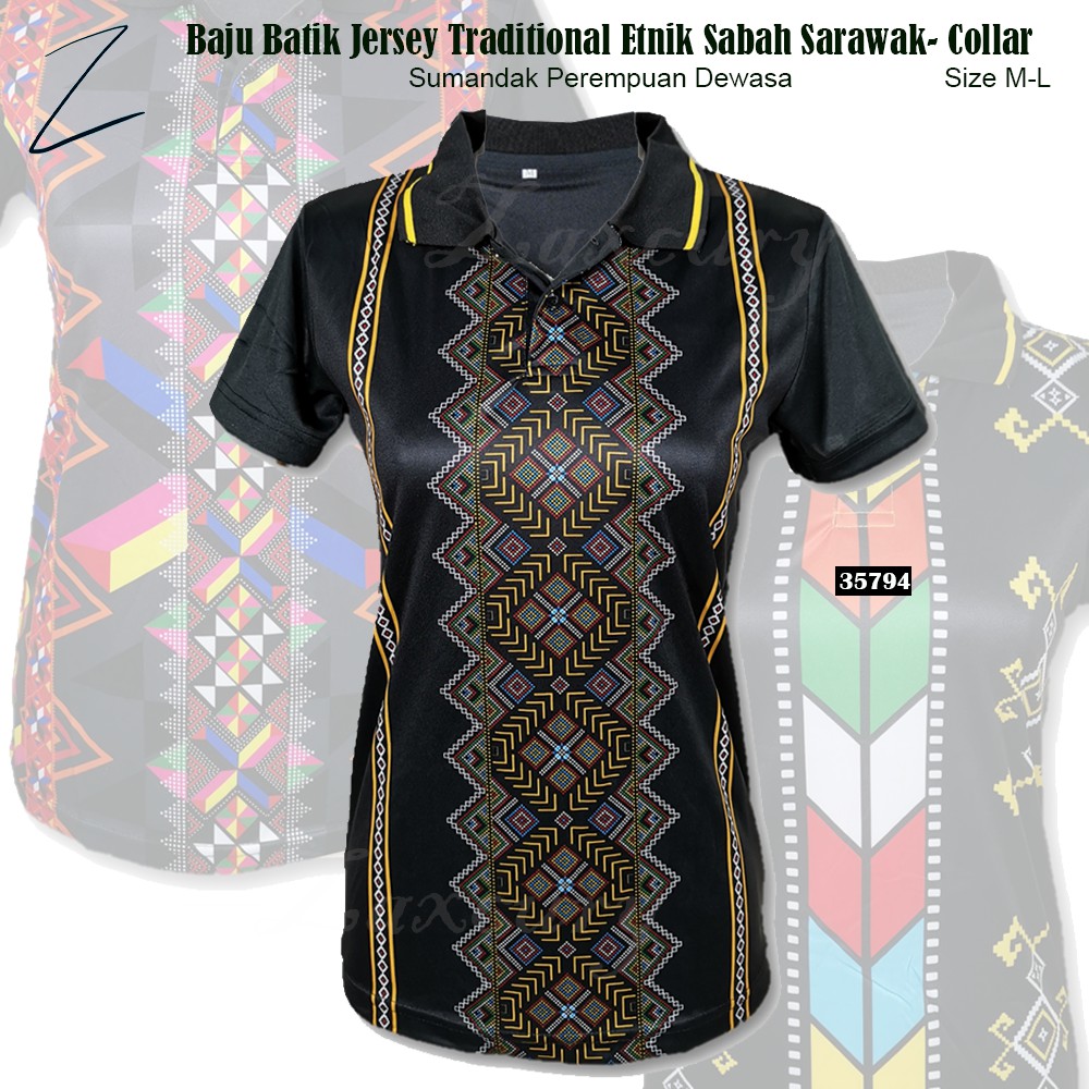 (Small Cutting) Pakaian Perempuan Jersey Traditional Etnik Sabah ...