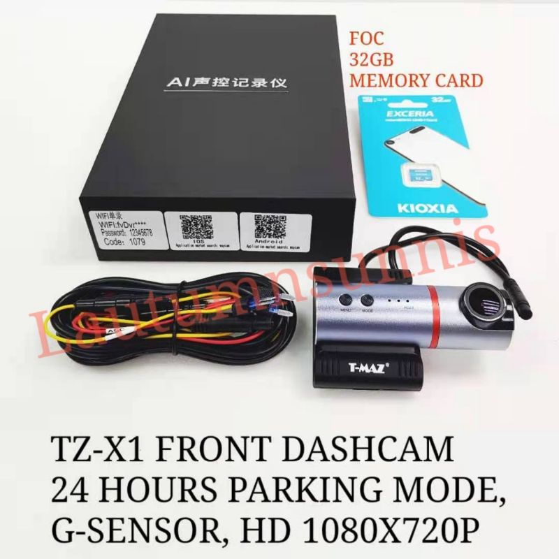 TMAZ TZ-X1 FRONT DASHCAM 24 HOURS PARKING MODE WITH G SENSOR | Shopee ...