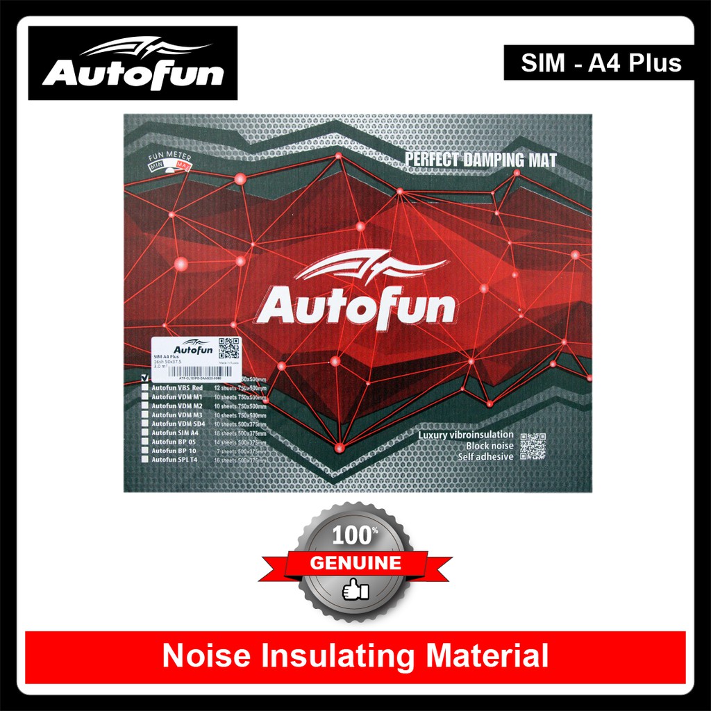 AUTOFUN Sim A4 Plus 16 sheets Car Sound Insulation 50 cm x 37.5 cm 16 ...